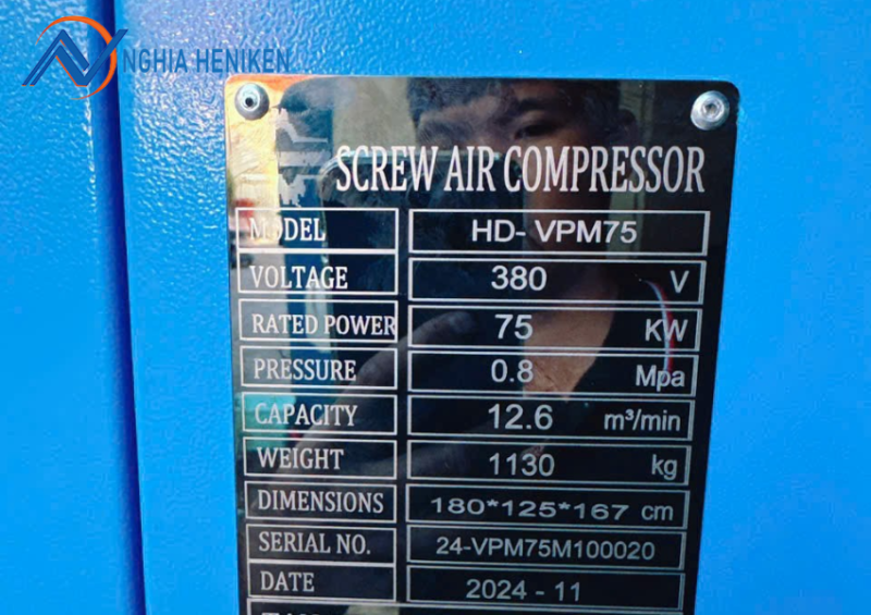 Thông số kỹ thuật của máy nén khí HD - VPM75