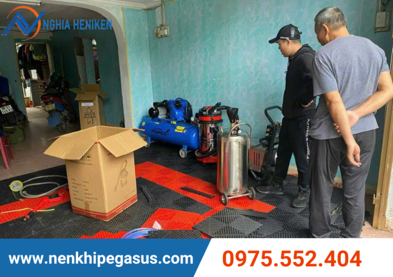 Ung Dung May Nen Khi Pegasus 120l 3hp Trong Rua Xe 4